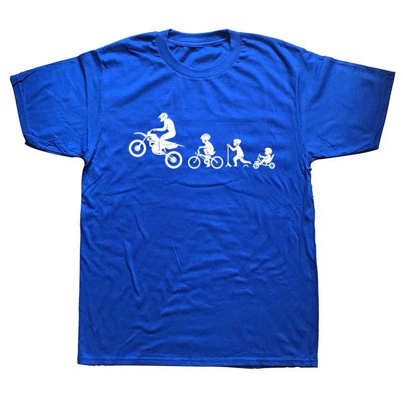 Новые модные крутые повседневные футболки модные летние футболки с изображением процесса эволюции и мотокросса Новые Топы мужские футболки с коротким рукавом - Цвет: blue