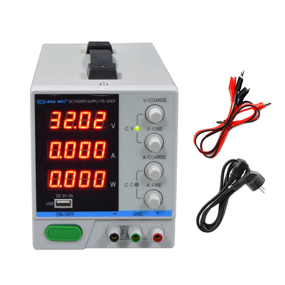 

PS-303DF 30V/3A Switch Adjustable DC Voltage Power Supply Four-Digit Display Adjustable For Laptop Repair Regulated Power Supply