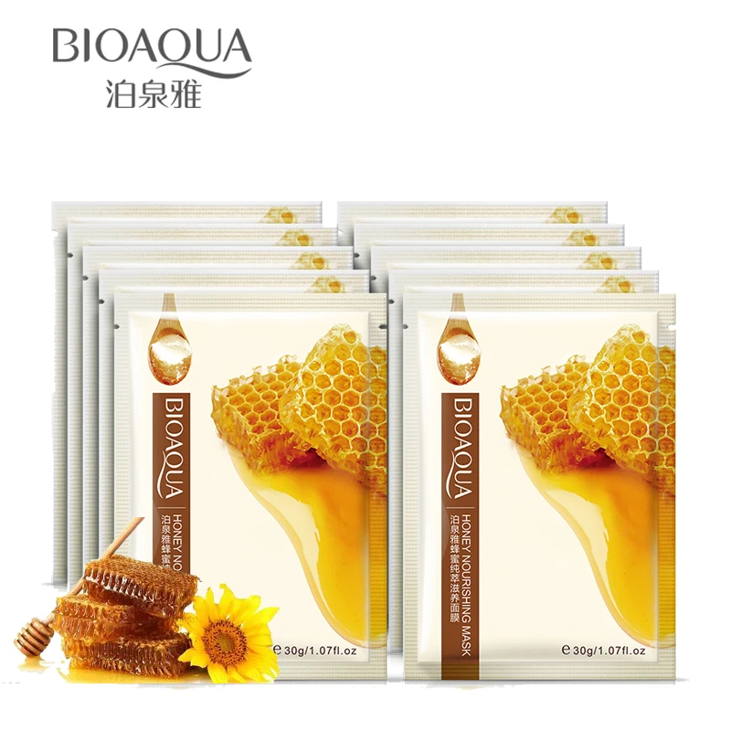 

10pcs/lot BIOAQUA Honey Nourishing Face Mask Pure Natual Essence Skin Care Dry Skin Moist Acne Treatment Mask