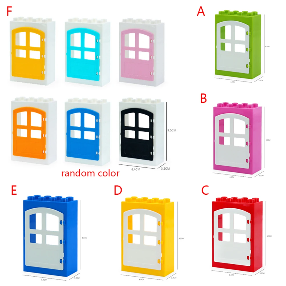 House Big Particles Building Blocks Compatible with Duplo Basics Accessory Bricks Kids DIY Assemble Toys Movable Window Door Set