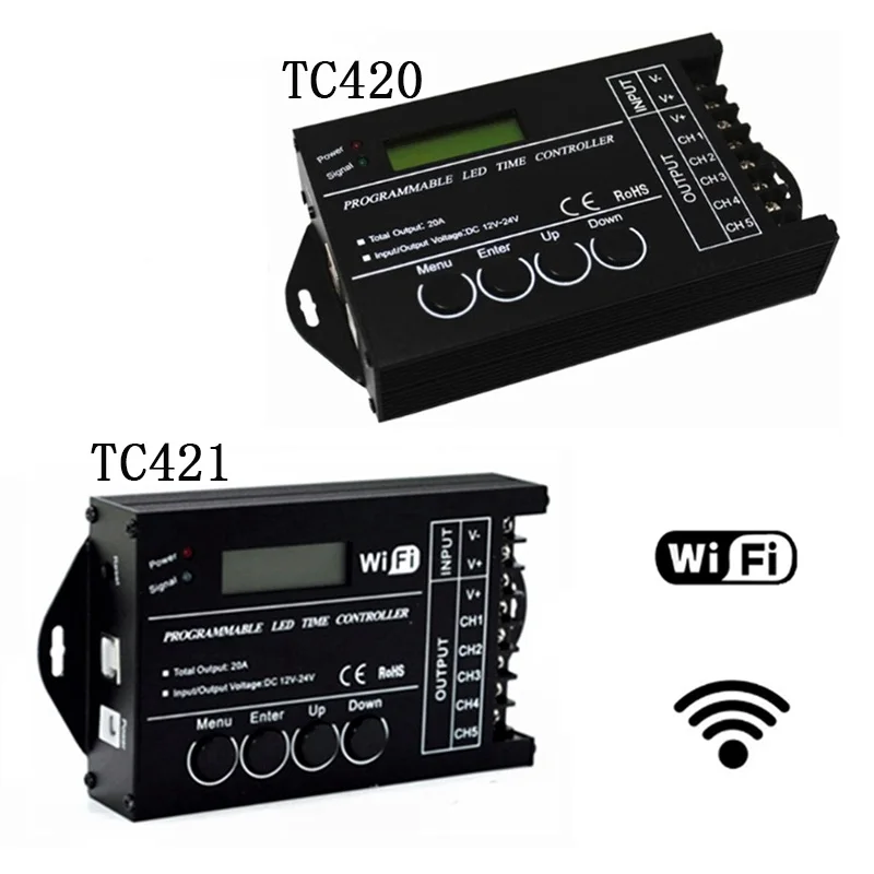 WIF Время программируемый RGB светодиодный контроллер TC421 TC420 DC12V/24 V 5 каналов общий выход 20A общий анод программируемый светодиодный