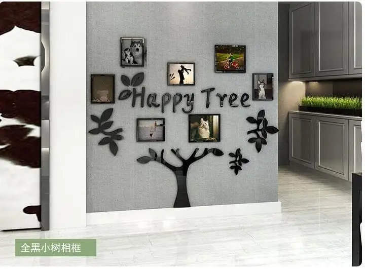 DIY нетоксичный 3D акриловый счастливый стикер на стену с деревом для дивана Фоновые наклейки на стены для гостиной коридора украшение на стену домашний декор