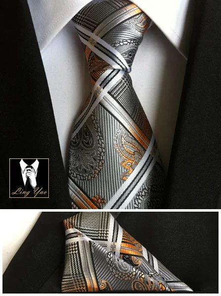 Tie 8cm Luxury Men Ties Set with Fashion Plaids Handkerchief
