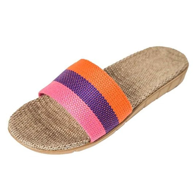 

Summer Home Slippers Women Breathable Linen Mules Home Shoes Woman Anti-slip Slides Couples Flip Flops Indoor Slippers Pantufa