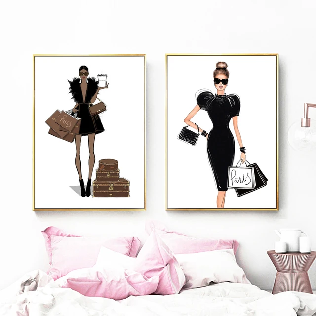 Sexy Girl Book Red High Heel Handbag Wall Art Canvas Painting