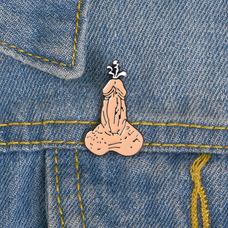 

Male genital organs Enamel Pin Badge Custom Brooches Bag Clothes Lapel pin Tricky Funny Jewelry accessories Gift for Friends