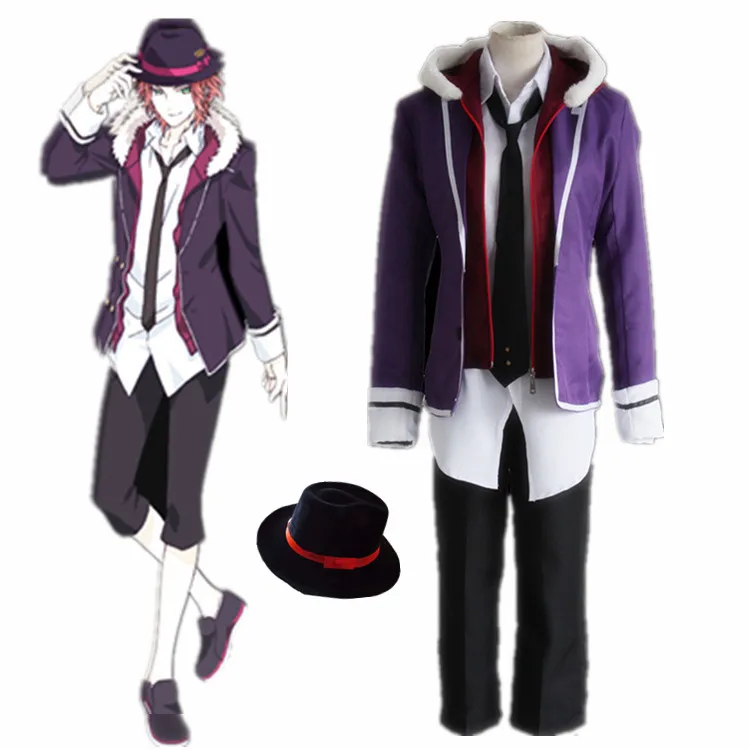 

Anime Diabolik Lovers Sakamaki Raito Cosplay Costume Full Set School Uniform ( Jacket + Hoodies + Shirt + Pants + Tie + Hat )