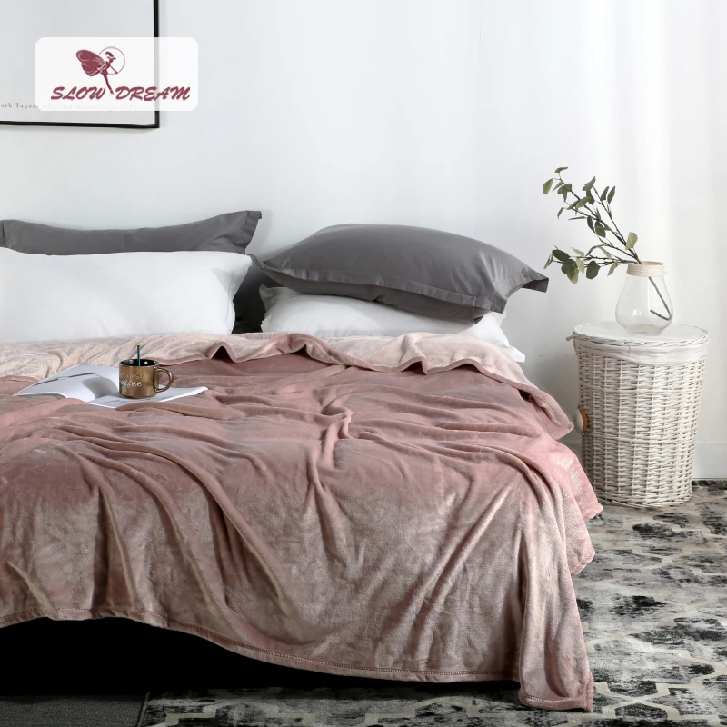 

SLOWDREAM Flannel Blanket Pink Bed Mantas Soft Throw Fleece Winter Blanket For Children Adult Bedspread Sofa Bed Covers Quilts