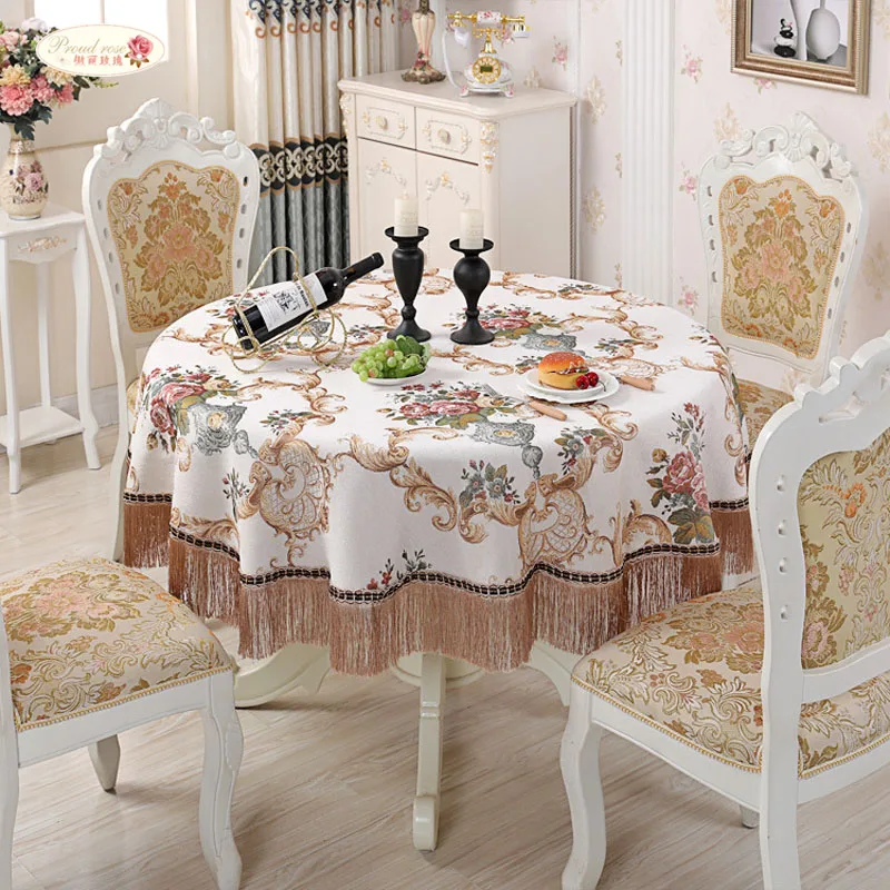 

Proud Rose High-end Chenille Table Cloth Hotel Round Tablecloths Cover Towel European Decor Desk Cloth Customize