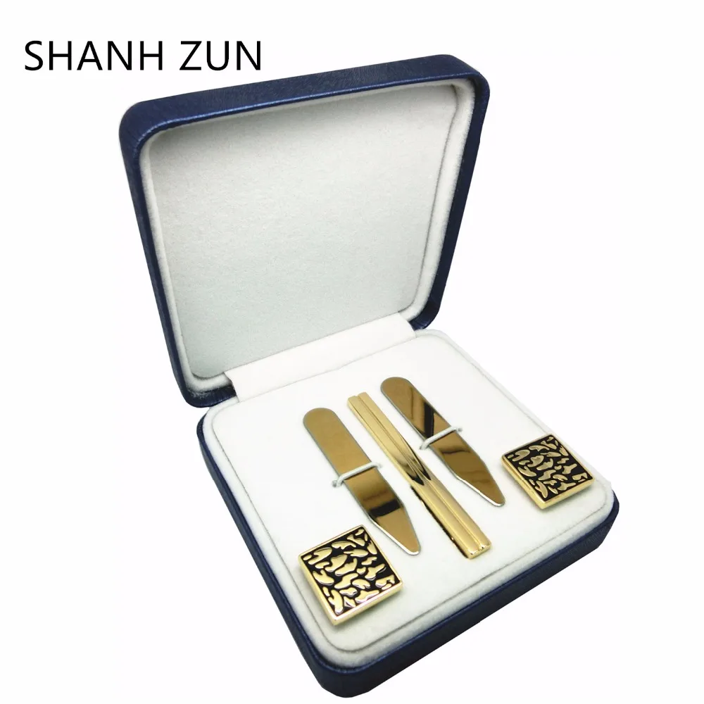 SHANH ZUN Trendy Gift Set for Men's Dress Shirt (Stainless Steel Collar