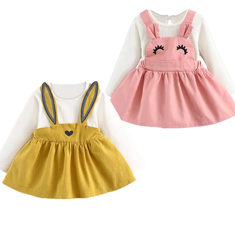 

Kids Dress 2019 New Autumn Style Baby Girls Long-Sleeve Rabbits Ears Pattern Clothing Dress Design Children Princess Dress