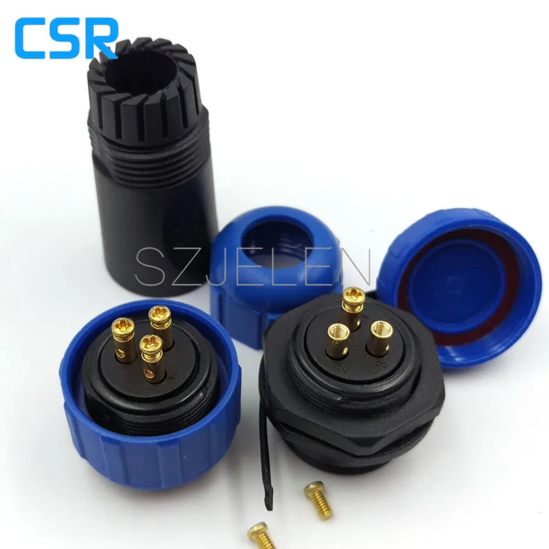 

SP2110/P3-S3, 3 pin Waterproof and dustproof connector IP68, Electrical power panel mount connector, LED fixed plug connector