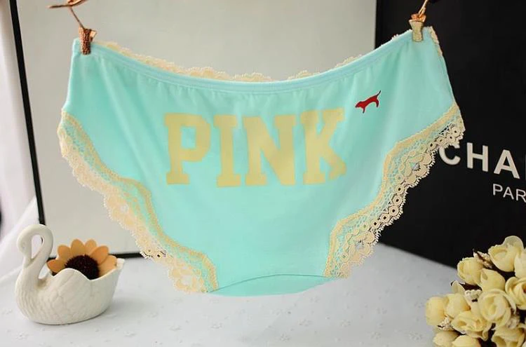 New Brand Woman Cotton Cute Panties Vs Love Pink Women Briefs Lace Decoration for Girls Calcinhas Underwear Lingerie Intimates (16)