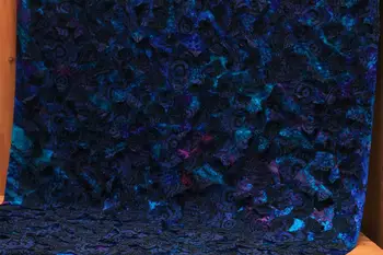 

LEO&LIN Summer style blue-violet full silk crepe satin embroidered 1.14 meters width135 cloth fabric patchwork (1 meter)