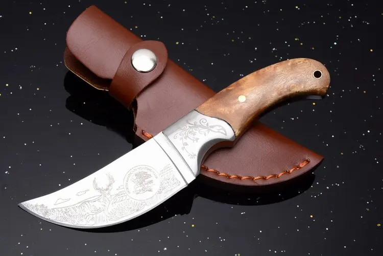

VOLTRON Rhino Wood Handle Fixed Blade Knife Hunting Survival Rescue Camping knives With Leather sheath Dropshipping