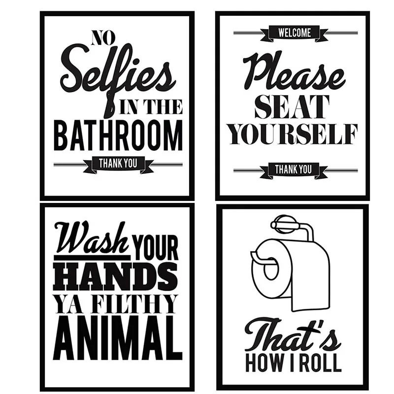 

Wall Art Print Home Decor Canvas Painting Frameless 1Pc Bathroom Decoration Funny Quotes Modern Pictures Nordic Posters