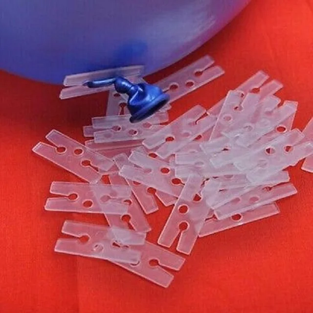 100 Quickie Balloon Plastic Clear Clips Ties Quick Easy Sealing No
