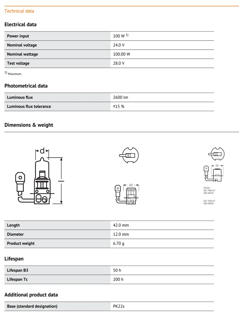 OSRAM H3 62243 24 в 100 Вт PK22s внедорожная стандартная галогенная лампа для внедорожных фар, УФ-фильтр, супер RALLYE 1X