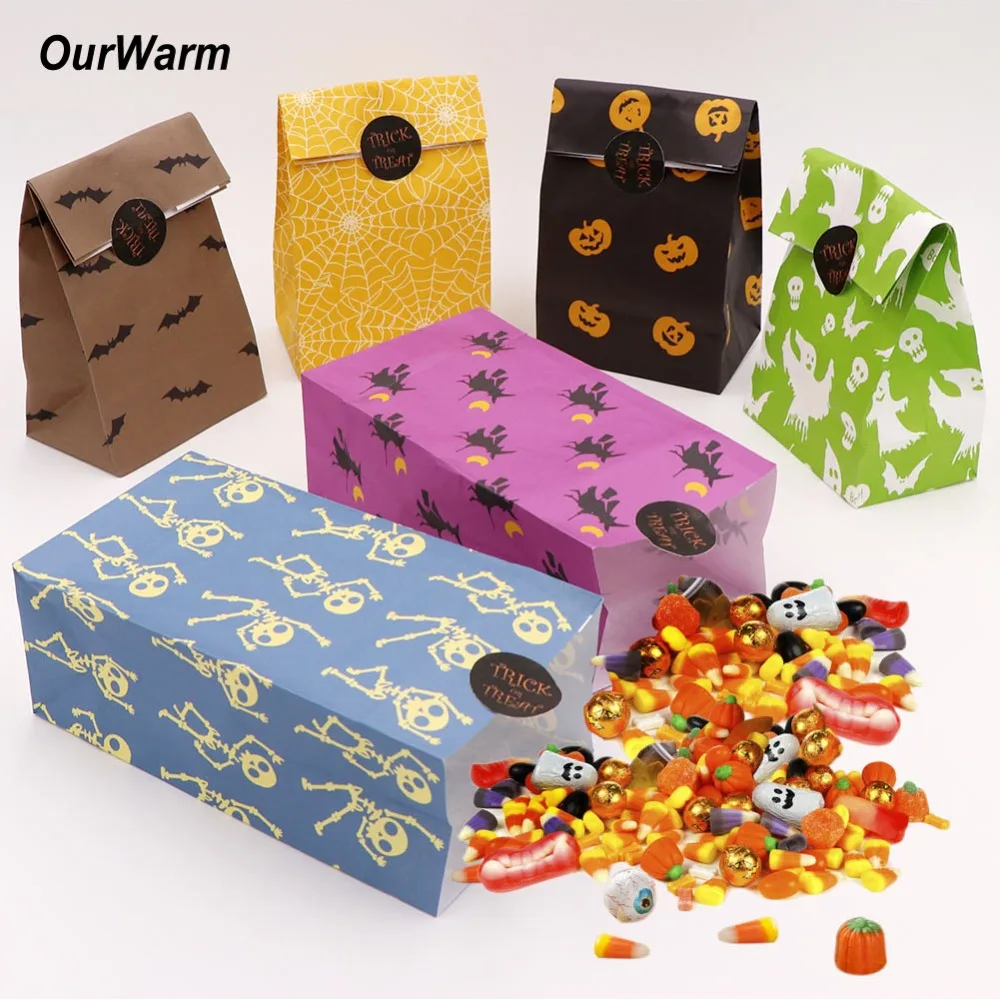 OurWarm 12 шт на Хэллоуин с надписью Trick или Treat сумки партии пользу и подарок для детей