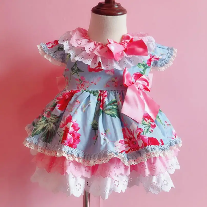 

Spanish Baby Girls Dress 2019 Summer Princess Princess Dresses with Bow Boutique Dresy Birthday Party Infant Kids Costume Y1215