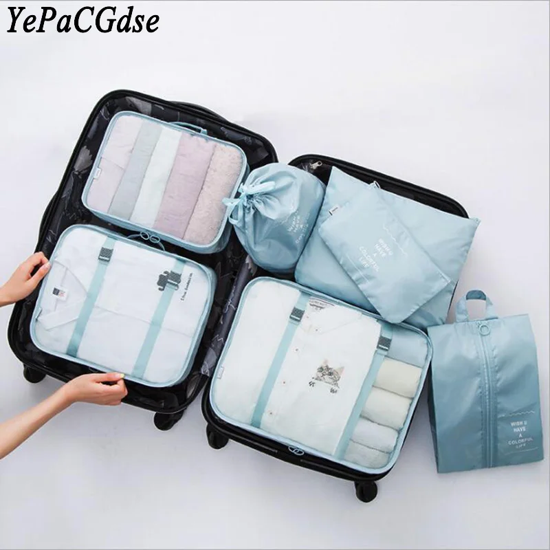 7 piece travel storage packaging cube multi function clothing sorting bag travel bag luggage