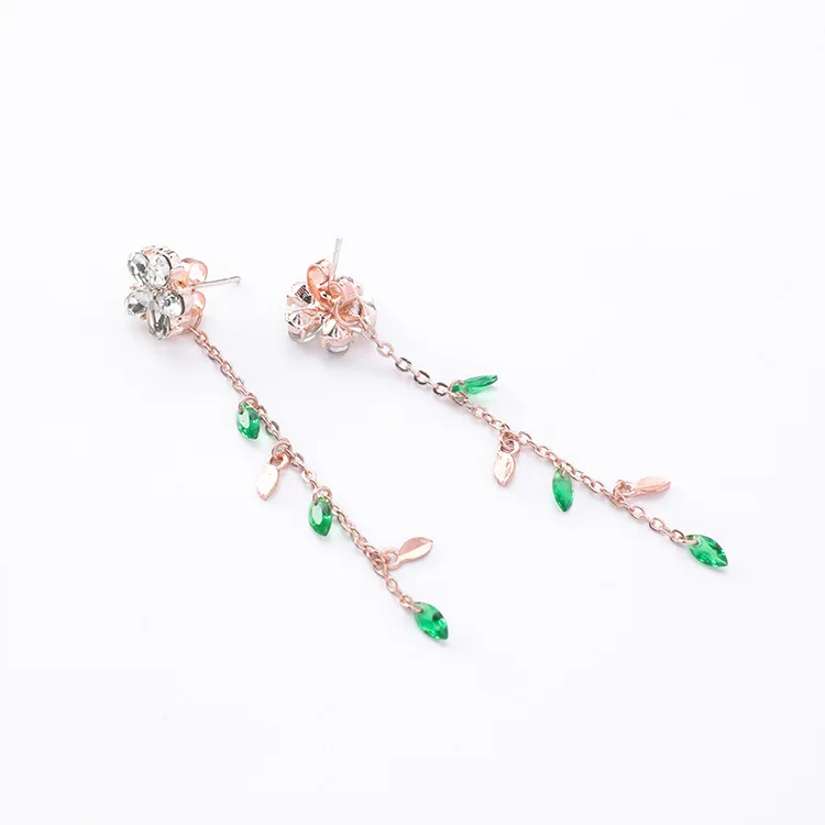 MENGJIQIAO новые корейские элегантные серьги с длинными кисточками и кубическим цирконием для женщин с зелеными кристаллами