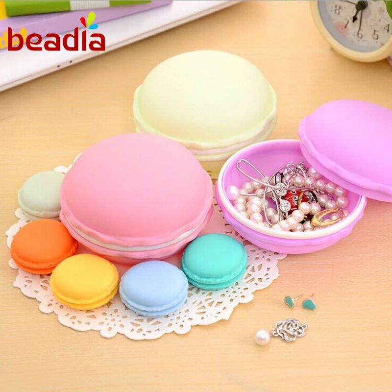 

Macaroon Box Food Grade Plastic Carrying Case Storage Beading Box Earphone Candy For Jewelry Pouch Display Wedding Gift Decor
