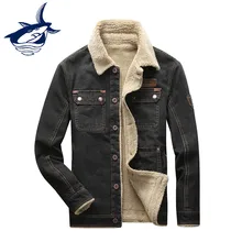 Новая джинсовая куртка Tace& Shark флисовая Парка мужская зимняя куртка мужская с вышивкой Классическая Ретро Повседневная джинсовая куртка мужская