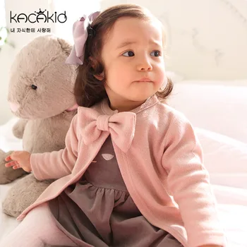 

Kacakid Autumn Winter Children Jackets Baby cute girl cotton Coats Outerwear Jackets Girls casual round neck Bow Girl Clothe