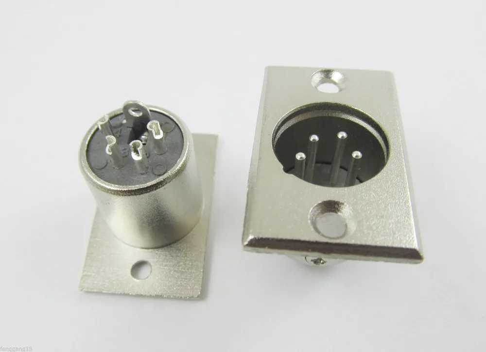 10pcs 4 Pin XLR Panel Chassis Mount Male Plug Socket Silver Nickel MIC