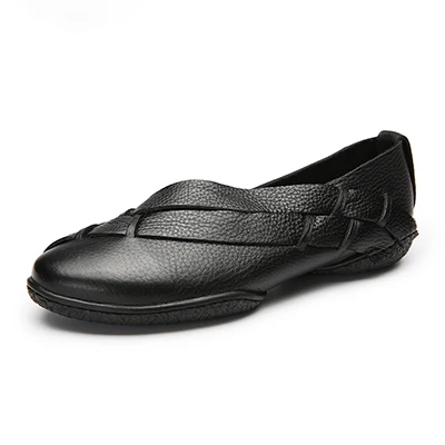 VALLU/ г. Обувь ручной работы женская обувь на плоской подошве из натуральной кожи с круглым носком без шнуровки, женские лоферы размера плюс 42 - Цвет: Черный