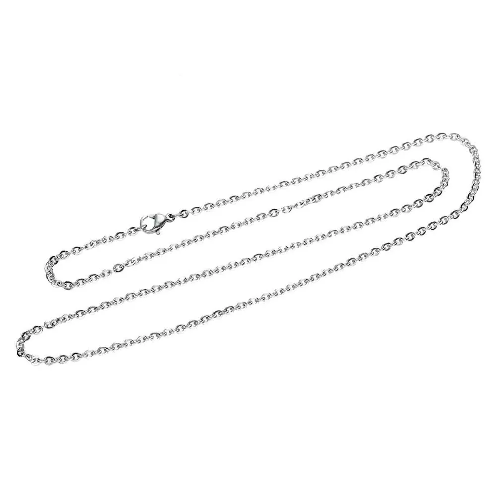 DoreenBeads 304 الفولاذ المقاوم للصدأ مجوهرات سلسلة قلادة الفضة لهجة رابط كابل سلسلة مع مخلب جراد البحر المشبك 51 سنتيمتر طويلة ، 1 قطعة
