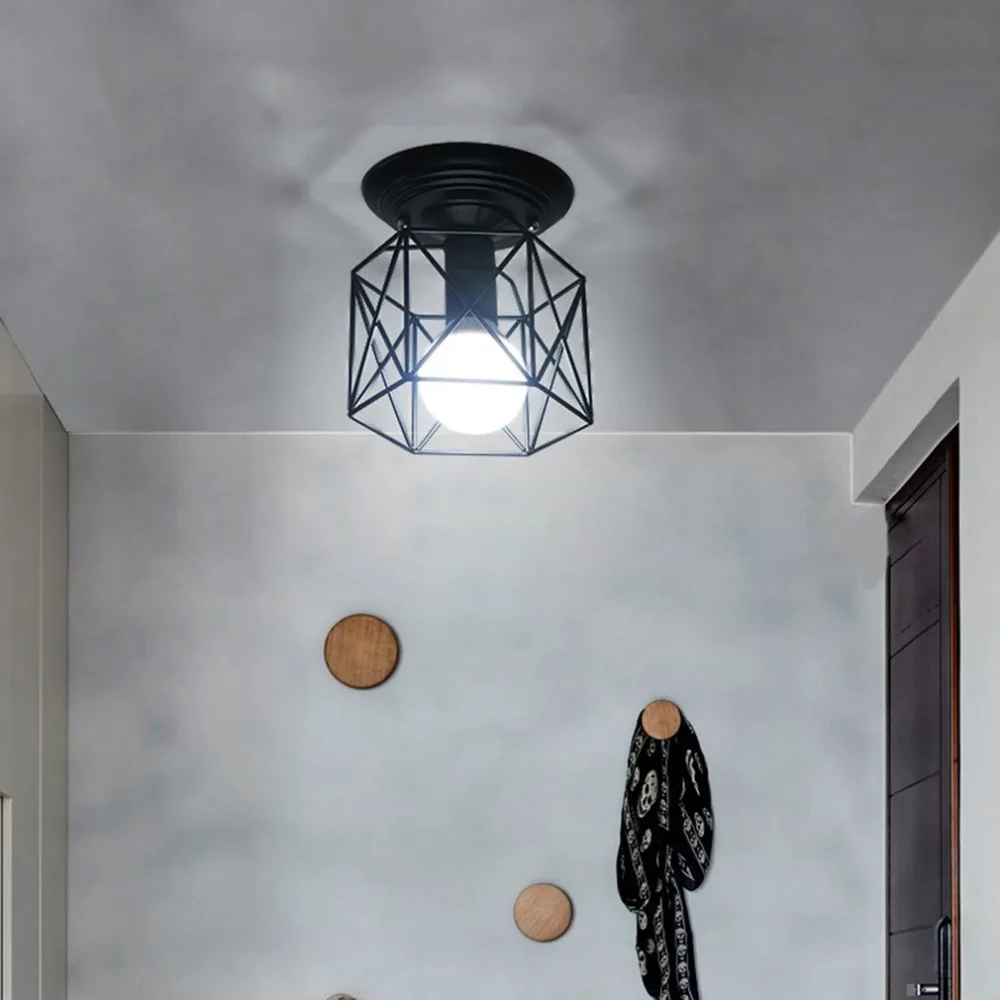 Vintage Retro Loft Nordic Iron Ceiling Lights Lamp Led Ceiling Lamp Iron Cage Fixtures Home Lighting Decor