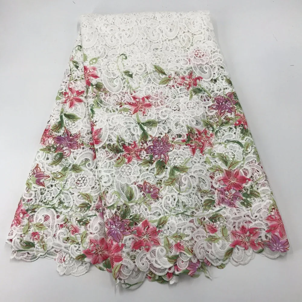 

African Lace Fabrics 5yard Snow Guipure Lace Fabric High Quality Nigerian Cord Lace Fabric For Wedding Dresses