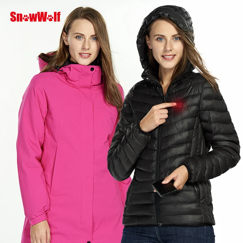 SNOWWOLF 2018 Vrouwen Winter Softshell USB Verwarmde Jas Outdoor Waterdichte Thermische Sport Camping Wandelen Jas 3 in 1 Windjack SNOWWOLF 2018 Vrouwen Winter Softshell USB Verwarmde Jas Outdoor Waterdichte Thermische Sport Camping Wandelen Jas 3 in 1 Windjack