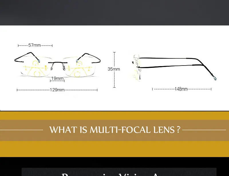 Прогрессивные многофокусные очки для чтения, мужские очки с переходом, очки для дальнозоркости, титановые очки без оправы, Пресбиопия, Reade