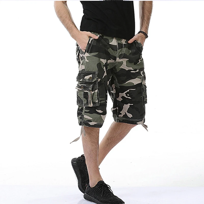 

Men's Hot 2017 Fashion Summer Calf-length Shorts Cotton Mens popular Style knee length casual camouflage Overalls shorts Shorts