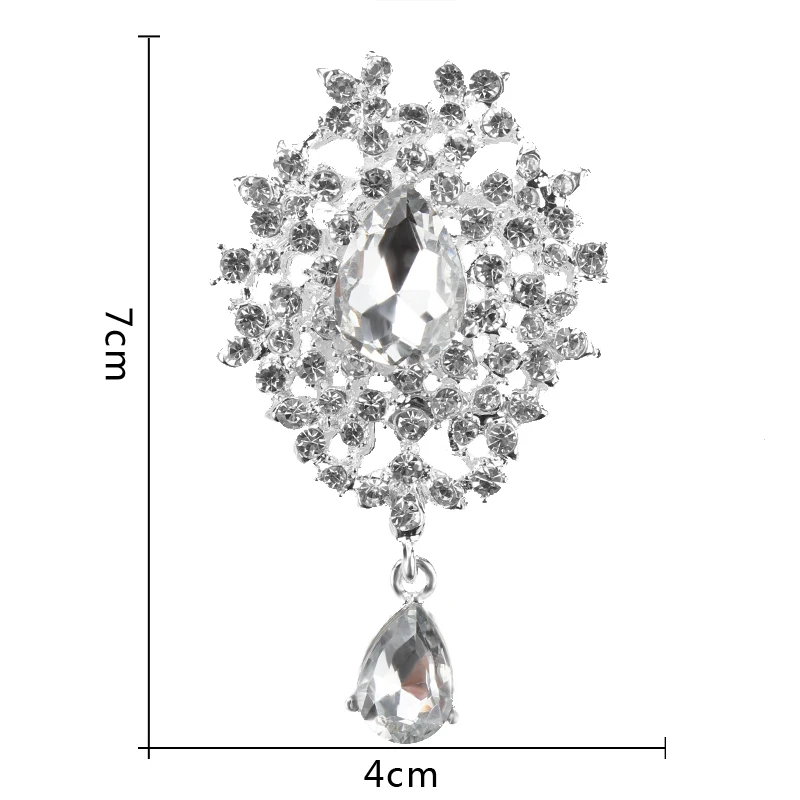 Бренд WEIMANJINGDIAN, высокое качество, большая Хрустальная брошь каплевидной формы, булавки для женщин или свадьбы в серебряном или золотом цветах