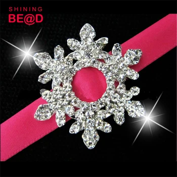 

50 pcs/lot+45mm Fancy Snowflake Rhinestone Crystal Buckle,Rhinestone ribbon slider button embellishment for wedding invitation