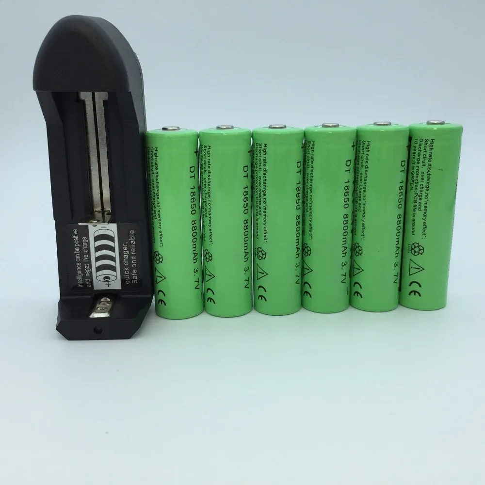 

6PCS 18650 3.7V 8800mAh MICKTICK Battery batteries batteria lithium Li Ion Rechargeable Flashlight LED+18650 charger General
