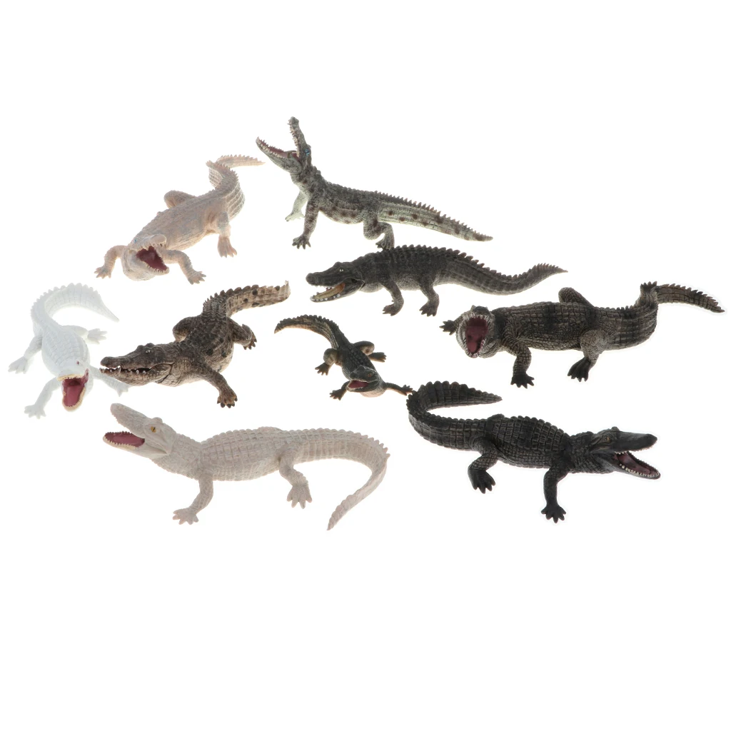 

Lifelike Wild/ Forest Jungle Crocodile Animal Action Figure Models in Various Posture Toy Kids Learning Nature - 9 pieces