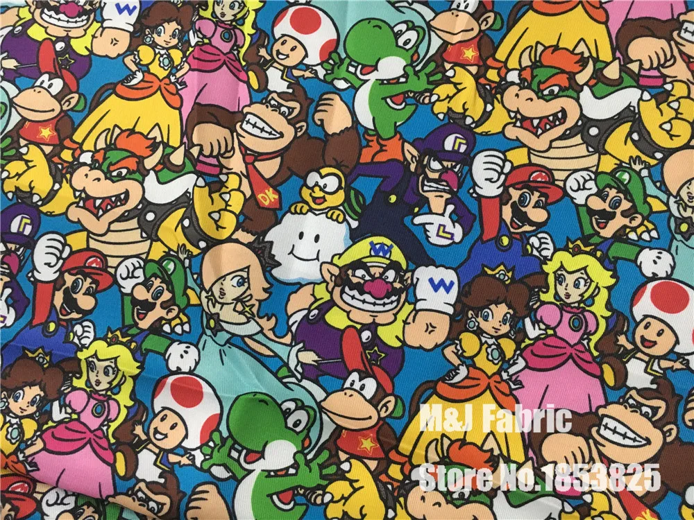 

100*145cm Super Mario Bros family Sewing Polyester Fabric Diy Handmade Craft baby girl child Bedding Home Cloth Purse Quilt