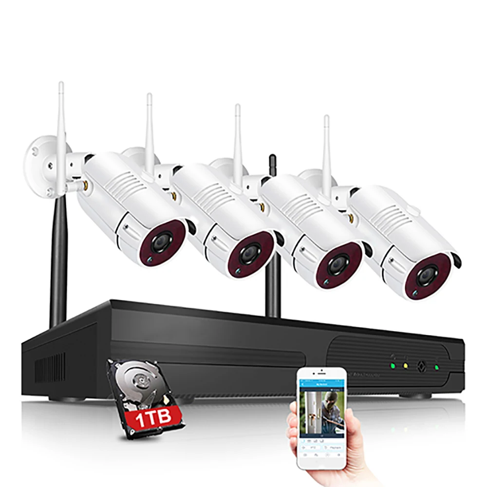 Беспроводная 4CH/8CH CCTV система Wifi NVR комплект ip камера запись наружная внутренняя