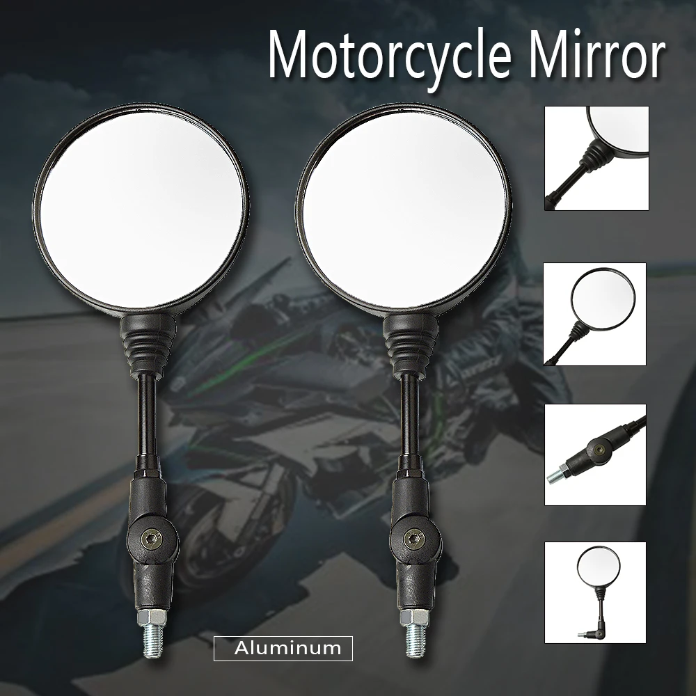 

Motorcycle 10mm Round Motorbike Moped Scooters Racer Rearview Back Side View Mirror Motorcycle for honda Kawasaki Suzuki Ducati