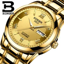 Наручные часы люксовый бренд 18K Золотые механические наручные часы сапфировые полностью из нержавеющей стали мужские часы гарантия 1 год BG-0383