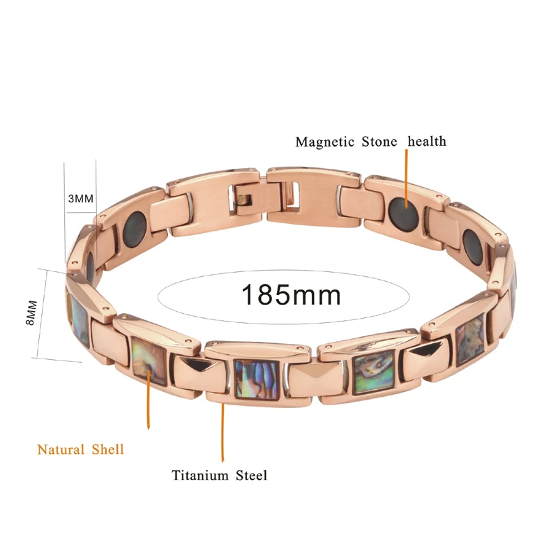 Balance Energy Magnetic jewelry Bangles Natural shell rose gold color Bio Health Care Therapy Bracelets for women (5)