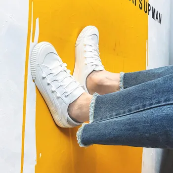 

Spring New Hot Sale Men'S Canvas Shoes Art Low-Top Lace-Up Hard-Wearing And Anti-Skid Casual Trend Nice Men'S White Shoes Male