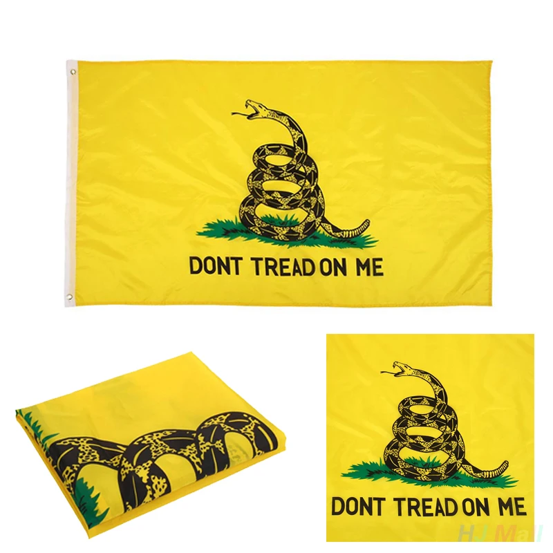 

90x150CM/3x5FT Gadsden Rattlesnake Snake DONT TREAD ON ME Yellow Flag Banner