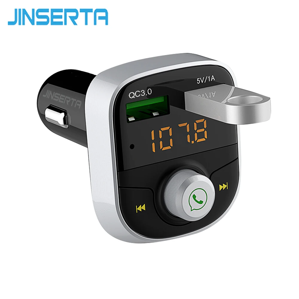 JINSERTA Bluetooth FM Transmitter Quick Charger 3.0 Car MP3 Music Player Dual USB Radio