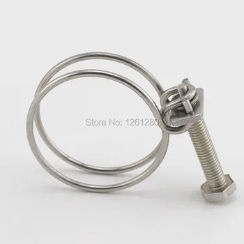 

free shipping 50*2 stainless steel hose clamp double wire fitting hoop clamp pipe clamp factory Engineering fastener hardware